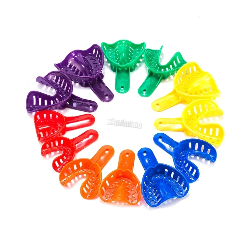 12pcs/Set Dental Impression Trays Plastic Teeth Holder Trays Tools For Childrens and Adults