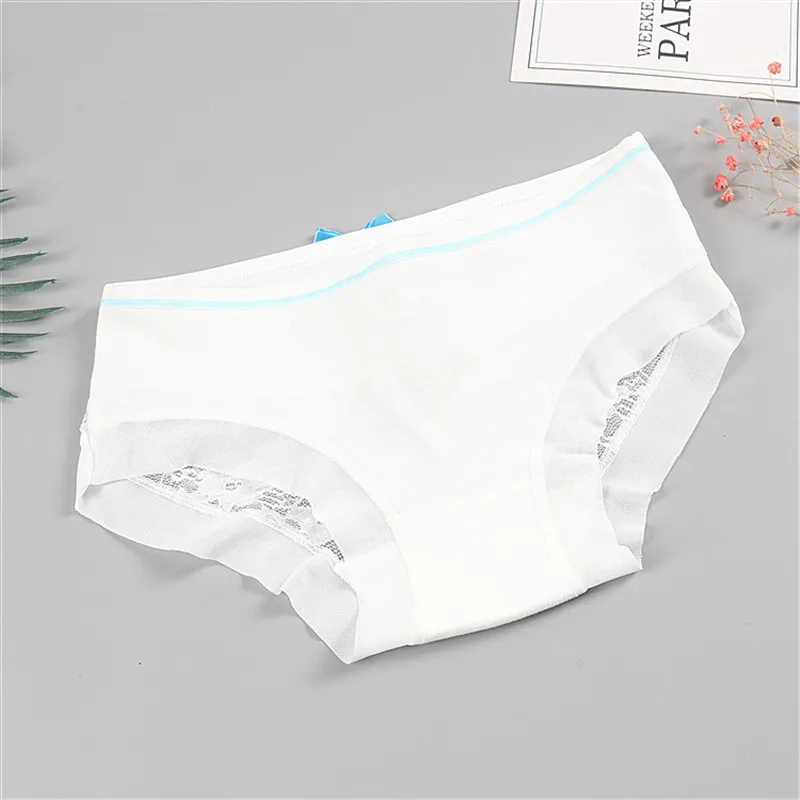 3 Pcs/Lot Teenage Panties Lace Cartoon Underpants Young Girl Briefs Comfortable Cotton Gray Panties Kids Underwear