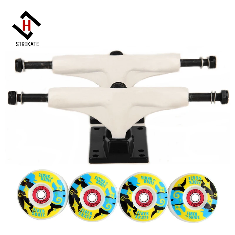 Caminhão do skate do estilo de 5 polegadas v com jogo completo das rodas abec 11 do caminhão do skate do rolamento