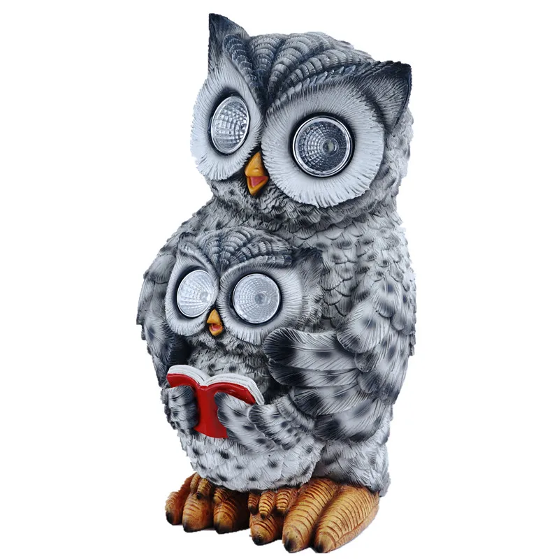 

Animal Statue Home Decor Living Room Sculpture Garden Lights Outdoor Resin Ornaments For Home Yard Cute Owl Solar Lamp Flowerpot