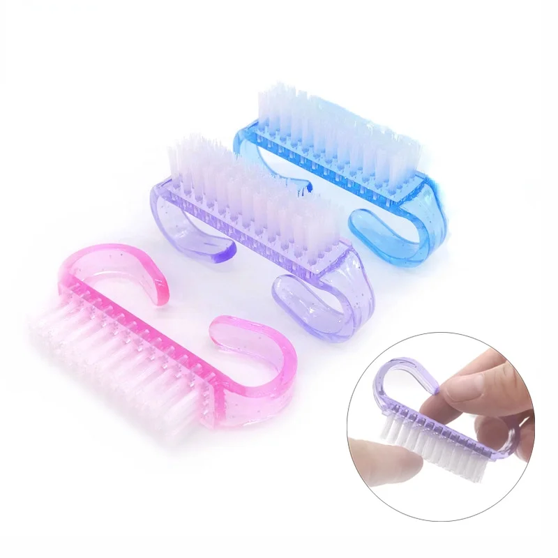 10 Pcs/Lot Acrylic Nail Brush 3 Color Nail Art Manicure Pedicure Soft Remove Dust Plastic Cleaning Nail Brushes File Tools Set