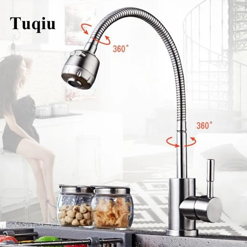 Kitchen Sink Mixer Faucet 360 Degree Swivel with Flexible Hose Kitchen Tap Cold and Hot Stream Sprayer Kitchen Faucet