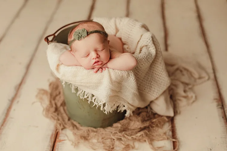 Colorful Iron Buckets Newborn Photography Props Retro Baby Posing Containers Do Old Baby Posing Props Infant Shoot Accessories