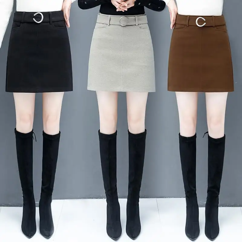 

Women's Short Autumn and Winter Skirt High Waist Woman Skirts Faldas Jupe