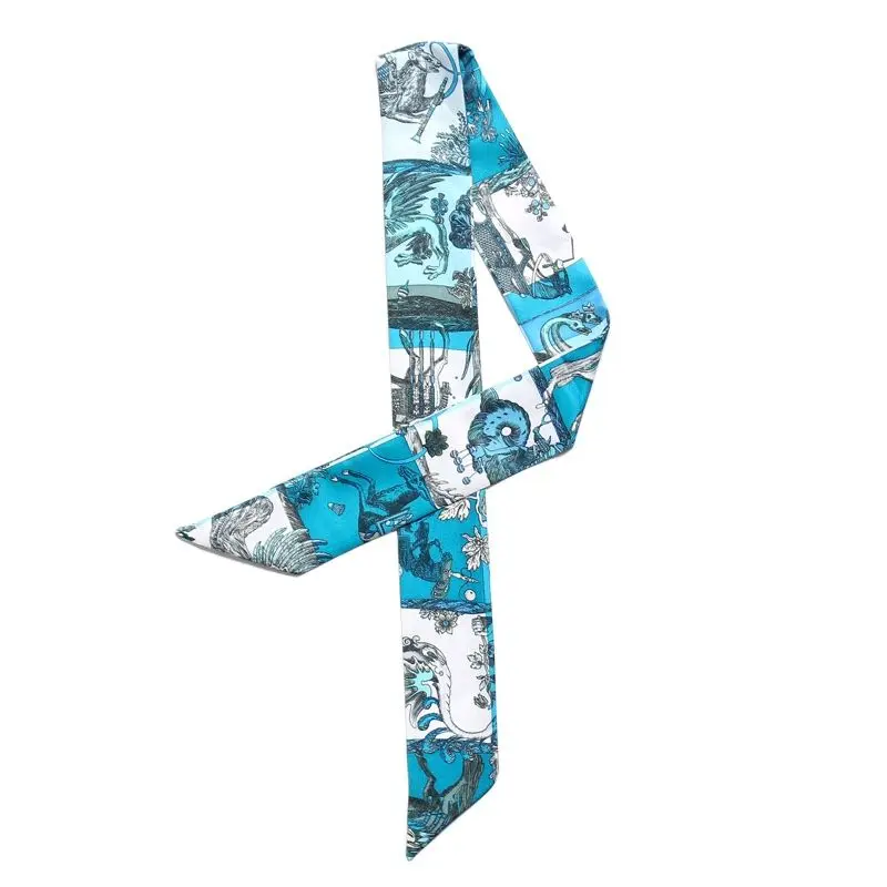 Classic Women's Bandanas Luxury Brand FashionTwill Scarf And Shawl Tied Bag Handle Scarf Slim Narrow Ribbon Scarves Female JK08