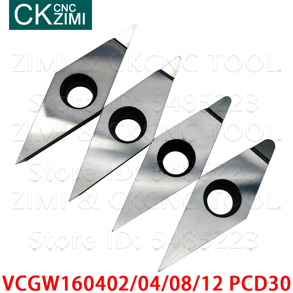 VCGW160402 VCGW160404 VCGW160408 VCGW160412 PCD30 diamentowa wkładka CNC uchwyt na narzędzia tokarskie zewnętrzne tokarka VCGW do miedzi aluminium