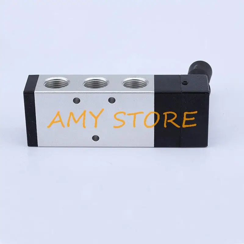 4H430C-15 Spring Return NC Hand Manual Lever Operate 3Position 5Way Port Air Control Pneumatic Valve 1/2