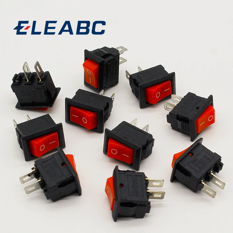 10pcs/lot RED 10*15mm SPST 2PIN ON/OFF G125 Boat Rocker Switch 3A/250V Car Dash Dashboard Truck RV ATV Home