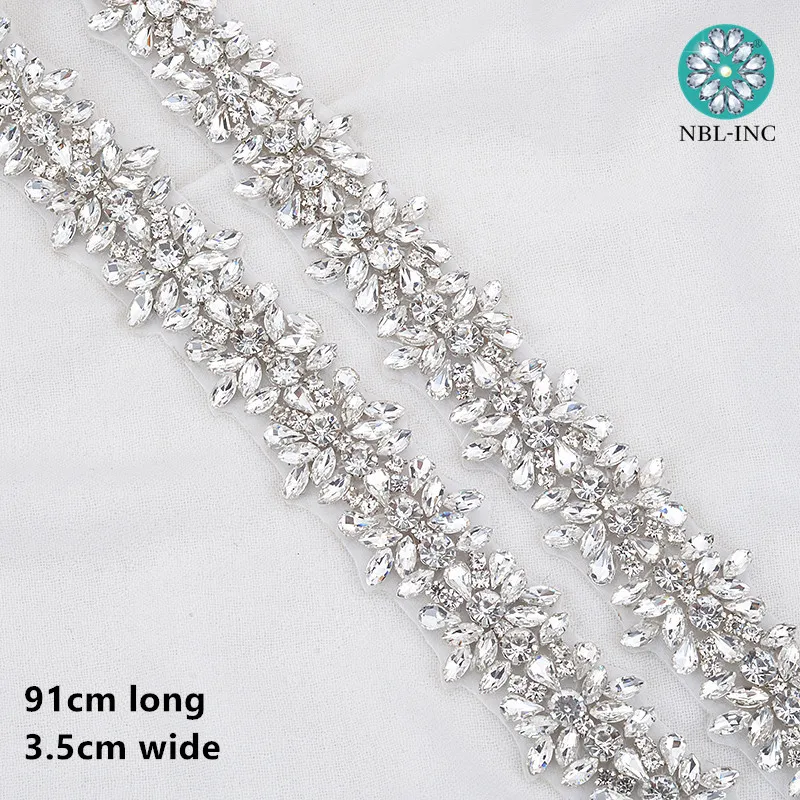 (1 PC) Rhinestones Bridal belt diamond wedding dress belt crystal satin wedding sash trim for wedding dress accessories WDD0278