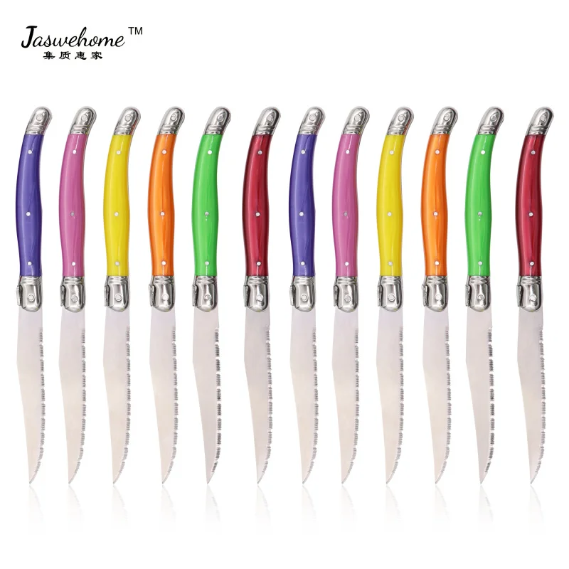 

Jaswehome 12pcs laguiole stainless steel steak knife set dinner table knife set dessert knife for dinner cutlery set