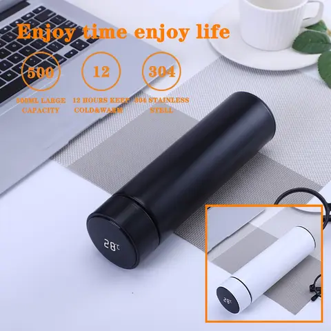 스마트 절연 컵 남성과 여성 학생 휴대용 워터 컵 크리 에이 티브 질량 간단한 온도 티 컵