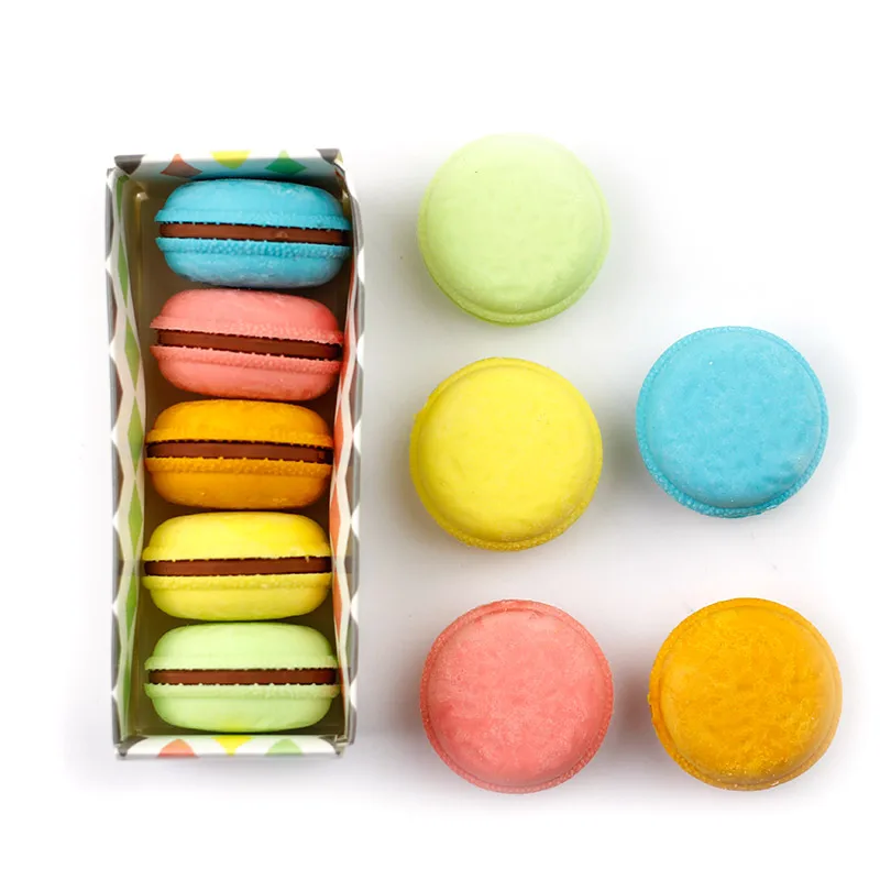 5pcs Macaron Color Erasers Set Cute Filling Cake Rubber Eraser for Pens Kids Gift School A6471