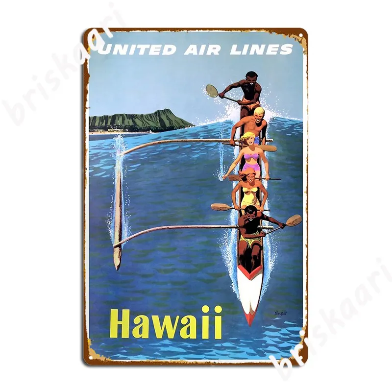 1953 Airlines Hawaii Poster Metal Plaque Decoration Wall Cave Club Bar Wall Decor Tin Sign Posters