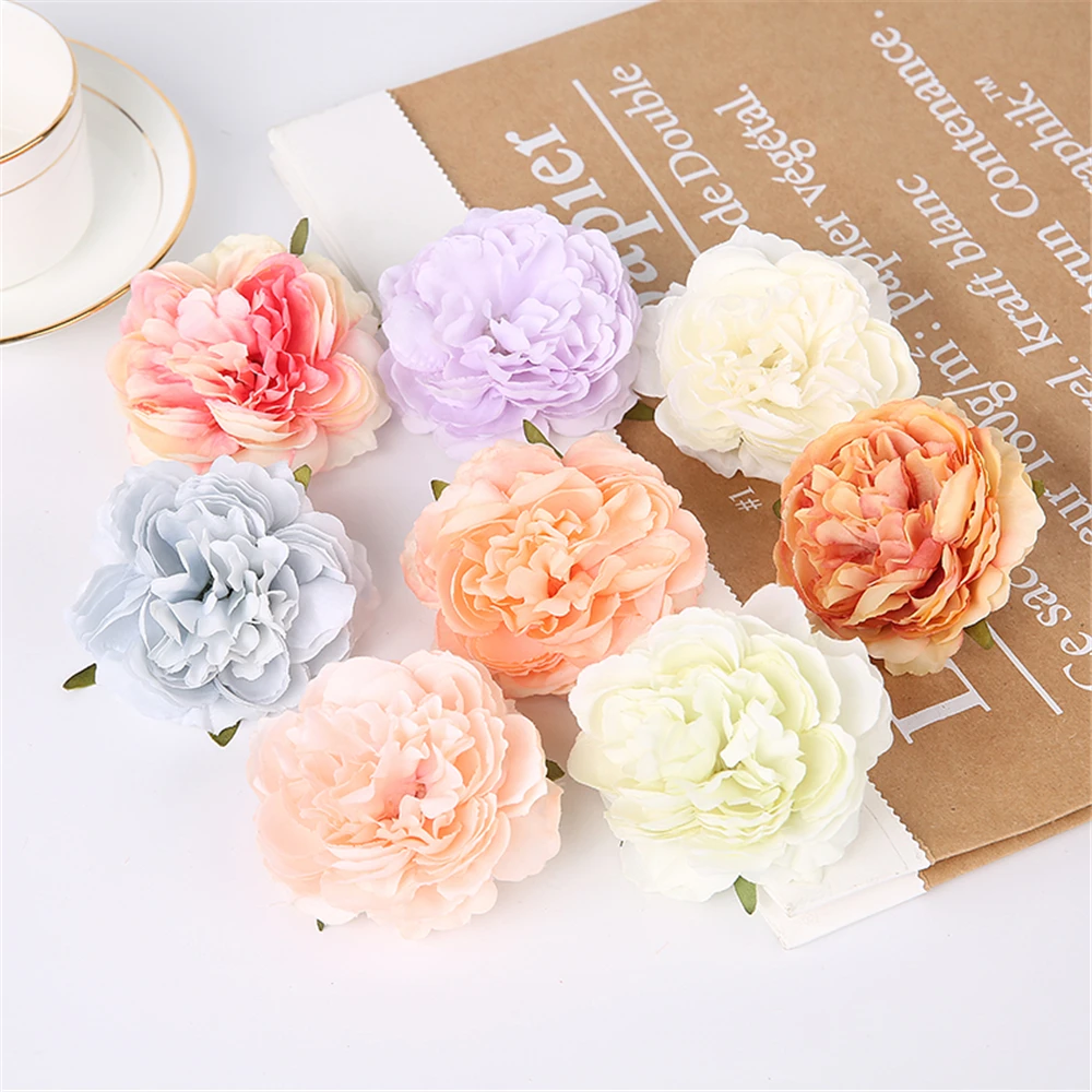 Blooming Peony Artificial Flowers Silk Peonies Flowers For Wedding Backdrop Flower Wall Birthday Cake Decorations Fake Flowers