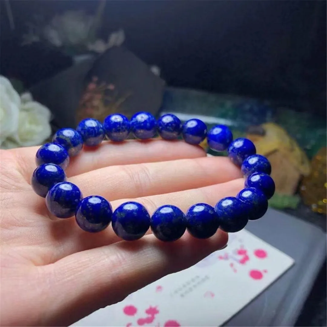 lapis lazuli pulseira joias para mulher senhora homem cura presente cristal pedra redonda contas reiki pedras preciosas fios aaaaa mm natural 01