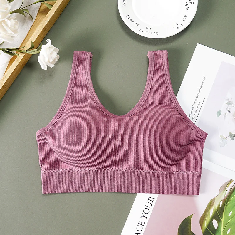 Neue Frauen Baumwolle Unterwäsche Rohr Tops Sexy Einfarbig Top Mode Sport Komfort Tank Up Weibliche Randlose Bh Sexy Dessous