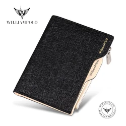WILLIAMPOLO Canvas Men Wallet Cash Holder Removable Card Case For Driving License Coin Purse with Gift Box Man Wallet #181370