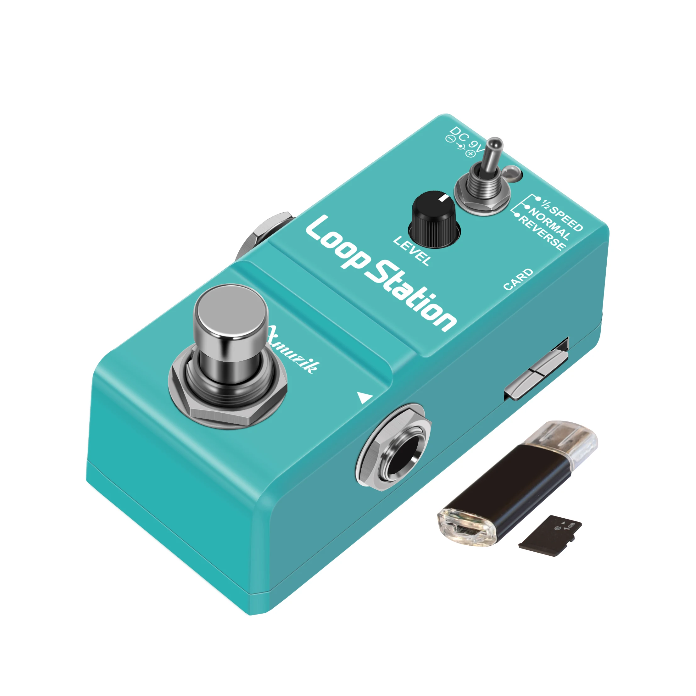 Amuzik-Looper Electric Guitar Pedal, Loop Station, Unlimited Overdubs, 10 Minutes of Looping, Free 1GB SD Card for Memory