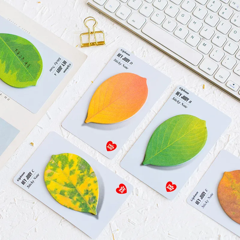 25Sheets/Pack Fallen Leaves Self-Stick Notes Schedule Self Adhesive Memo Pad Planner Stickers Note Bookmark Office School Supply