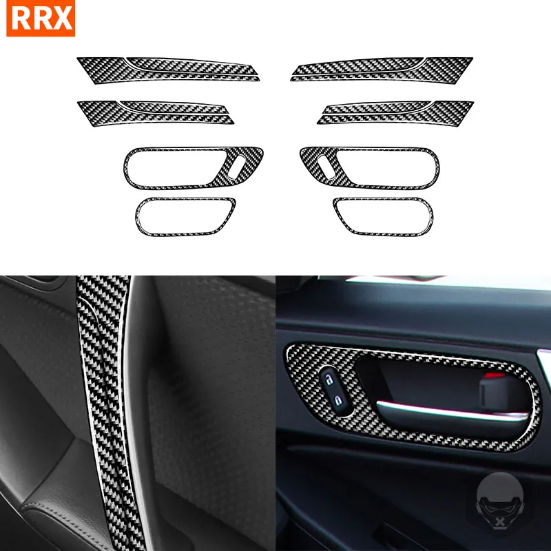 For Mazda 3 Axela 2010-2013 Real Carbon Fiber Stickers Inner door switch armrest panel Cover Car inside decorative Accessories