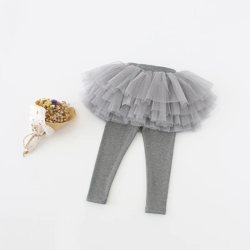 2024 Spring Autumn Girls Fashion One Piece Legging with Tutu Skirt