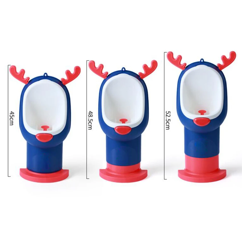 Cute Deer Potty Training Urinal for Boys with Funny Aiming Target, Adjustable Height, Toddler Boy Toilet Pee Trainer, 3 Colors