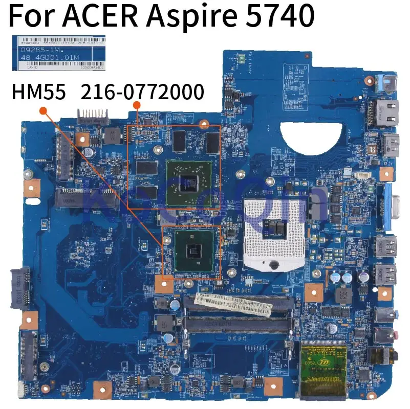 For ACER Aspire 5740 5740G 5740Z PGA 989 Notebook Mainboard 09285-1M 48.4GD01.01M HM55 216-0772000 DDR3 Laptop Motherboard