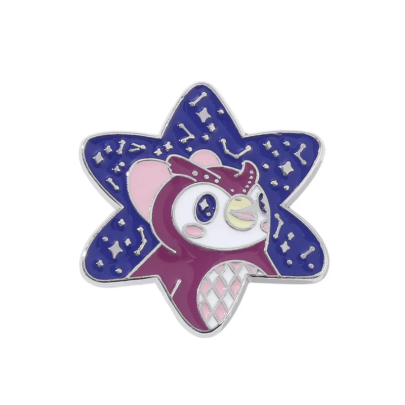 

Cartoon Animal Crossings Owl Younger Sister Fu Ke Brooch Cute Enamel Metal Badge Pins Bag Jewelry Gifts for Video Game Fans