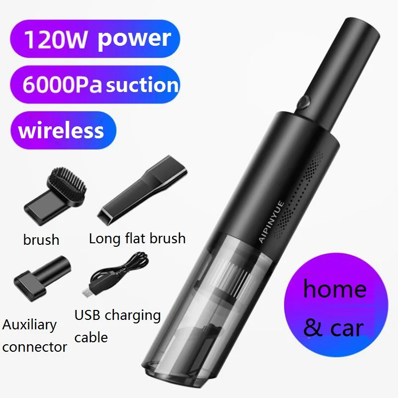 مكنسة كهربائية للسيارة مكنسة كهربائية أوتوماتيكية محمولة باليد مع شفط قوي 6000 باسكال للمنزل والسيارة والمكتب