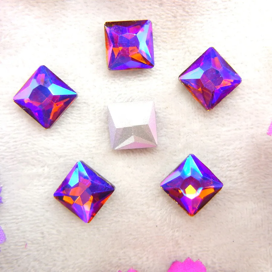 AB Farben 8mm 10mm 12mm Ausgefallene Quadratische Form Klebe-Glaskristalle Strass Handwerk Ornament Zubehör DIY Verzierung – Detail 17