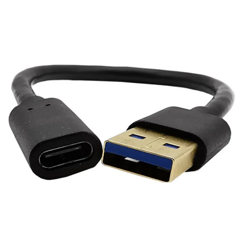 Gold-plated USB 3.0 A to USB-C female adapter cable, type A 3.0 male to type C female USB 3.1 data and charging converter