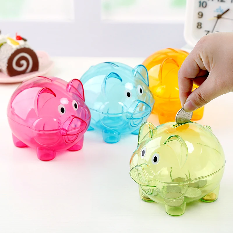 

Cute Coin Money Box Saving Kids Toy Cartoon Ornament Hidden Safe Pig Piggy Bank Transparent Living Room Tirelire Home Decor 50