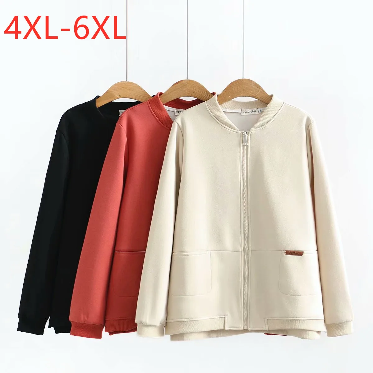 

Large women's fall new fashion loose and thin pocket labeled Baseball Jacket plus size jacket