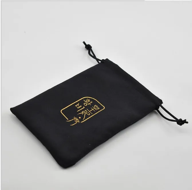 Schwarze Flanell Geschenkt üten 5x7cm 8x10cm 9x12cm 11x14cm Wimpern Nägel Make-up Wildleder Verpackung Staubs ack Schmuck Logo Beutel – Detail 2