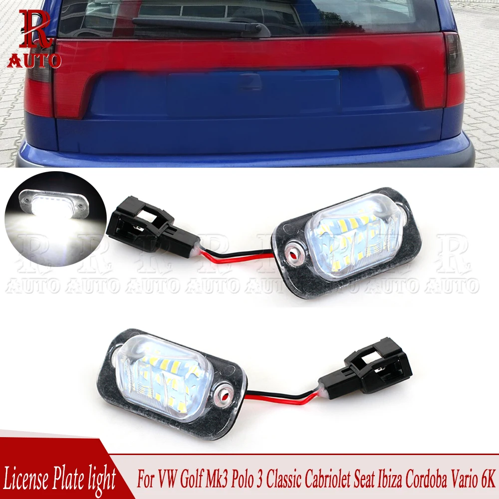 

R-AUTO License Plate Lights lamp A Pair White LED Number For VW Golf Mk3 Polo 3 Classic Cabriolet Seat Ibiza Cordoba Vario 6K