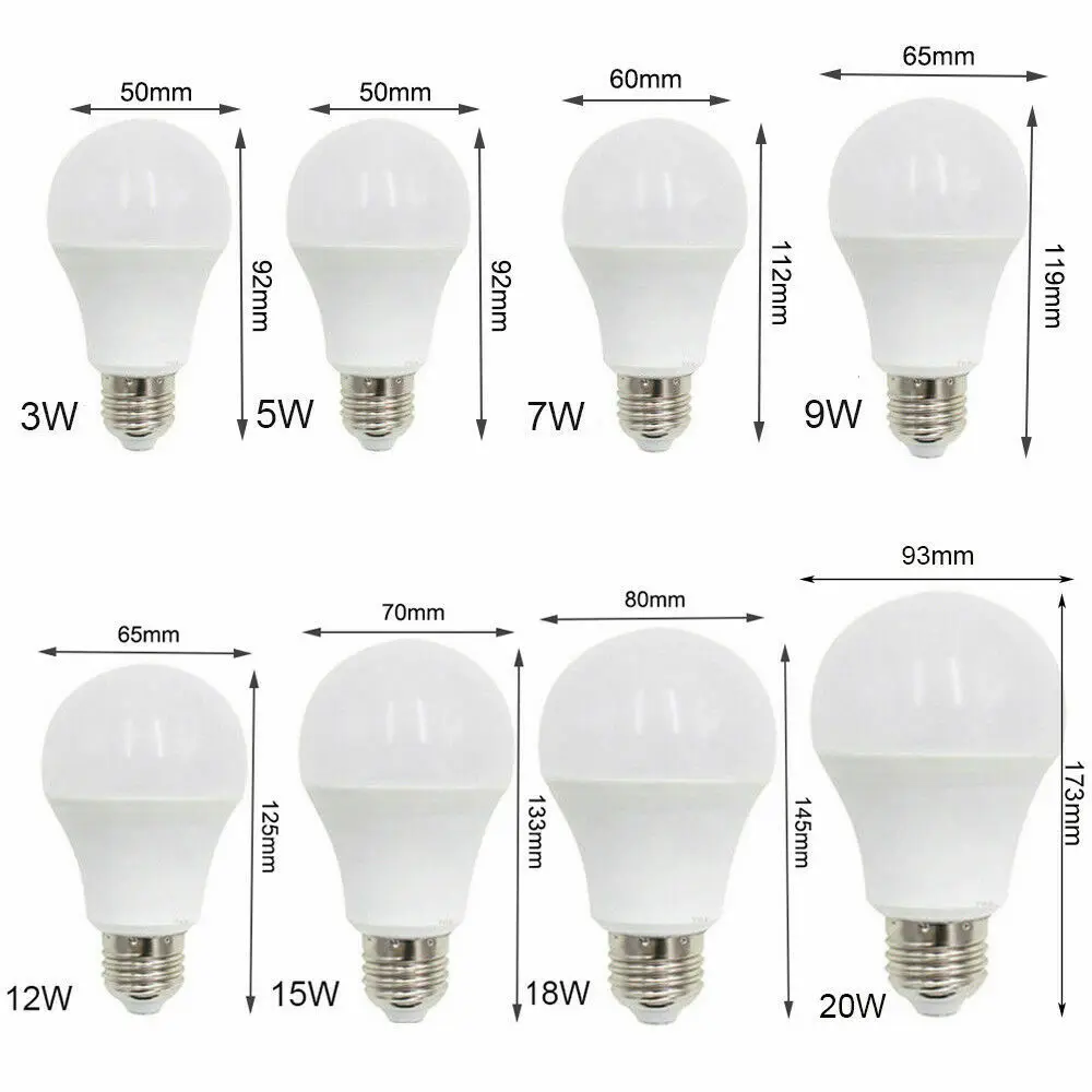 E27 LED Globe Light Bulb 3W 5W 7W 9W 12W 15W 18W 20W High Power Bulbs for Home 220V 6500K 3000K White Lamp Energy Saving