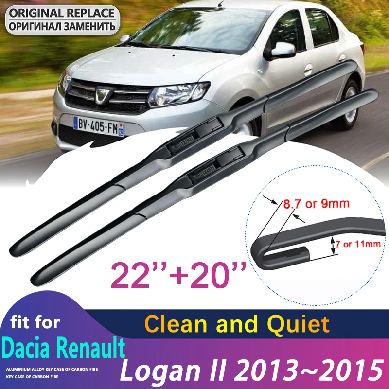 

for Dacia Renault Logan II 2013~2015 2014 Front Windscreen Windshield Wipers Blades Car Wiper Blade Accessories 20"+22"