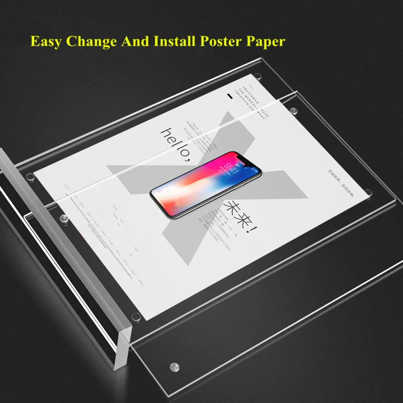 A4 210*297mm Acrylic Magnetic Sign Holder Display Stand Frame For Poster Picture Paper Menu Advertising Display