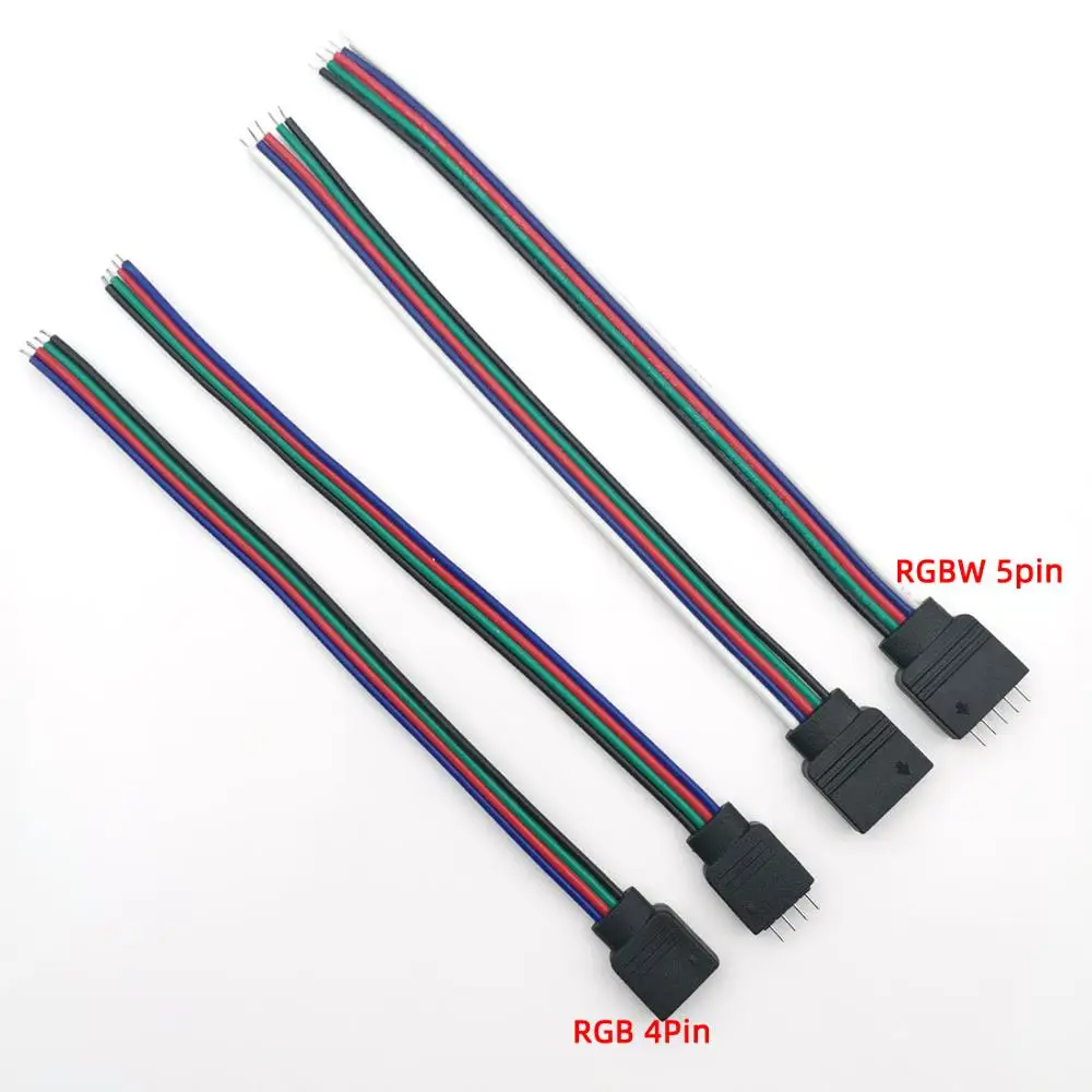 

5pcs/Lot 4pin 5pin LED RGB RGBW Socket Connecting Cable Wire for 5050 RGB RGBW Strip Light Connector Male & Female Plug