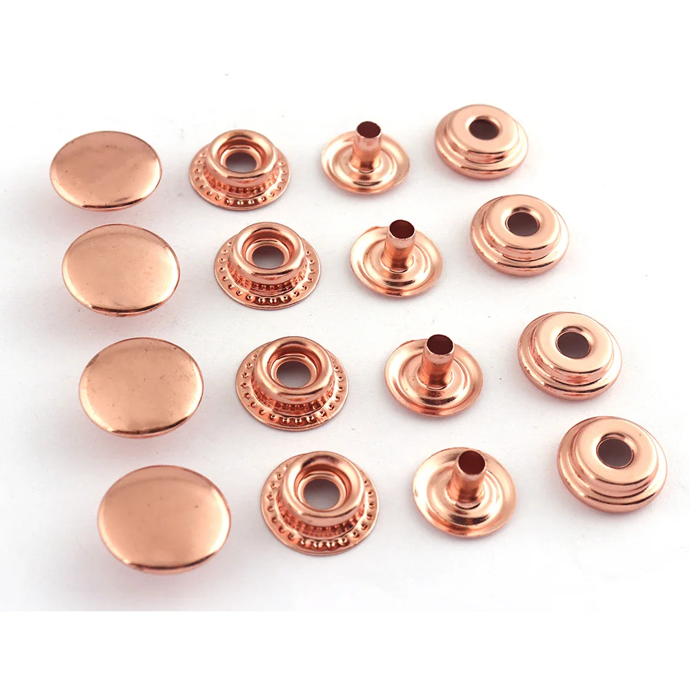 Rose Gold Snap Fasteners Spring Snap Buttons Snap Rivet Buttons Metal Rivet Buttons Leather Closure Fasteners Sewing Fasteners