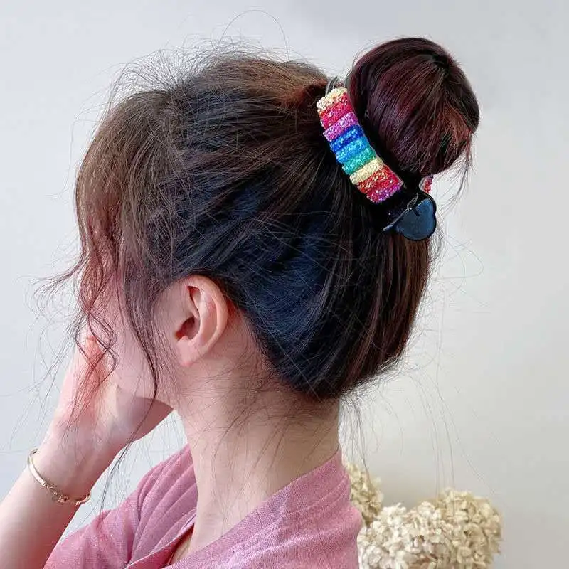 Korean Rainbow Hair Clips Big Crabs For Ponytail Bun Hair Clamps Candy Color Hairpin Accessories Fashion Headdress Gifts