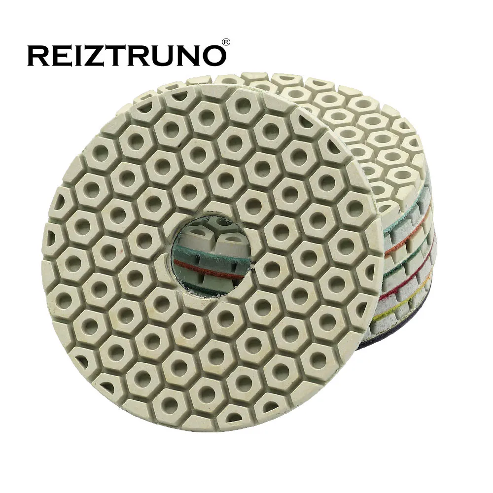 Reiztruno 4 inch Grinding wheel 100mm Flexible Polishing Pads for stone and concrete,Thickness 4 mm,wet or dry use,7pcs