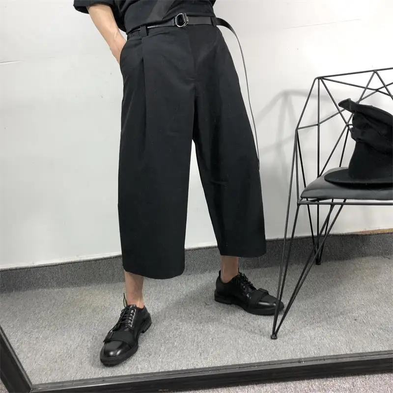 

Men Straight Pants Spring And Autumn New Dark Contracted Japanese Fashion Popular Leisure Loose Large Size Eight Pants