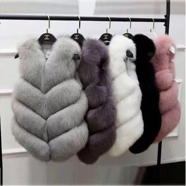 Manteau d'hiver en fausse fourrure pour femme, Gilet à la taille, en fourrure, grande taille