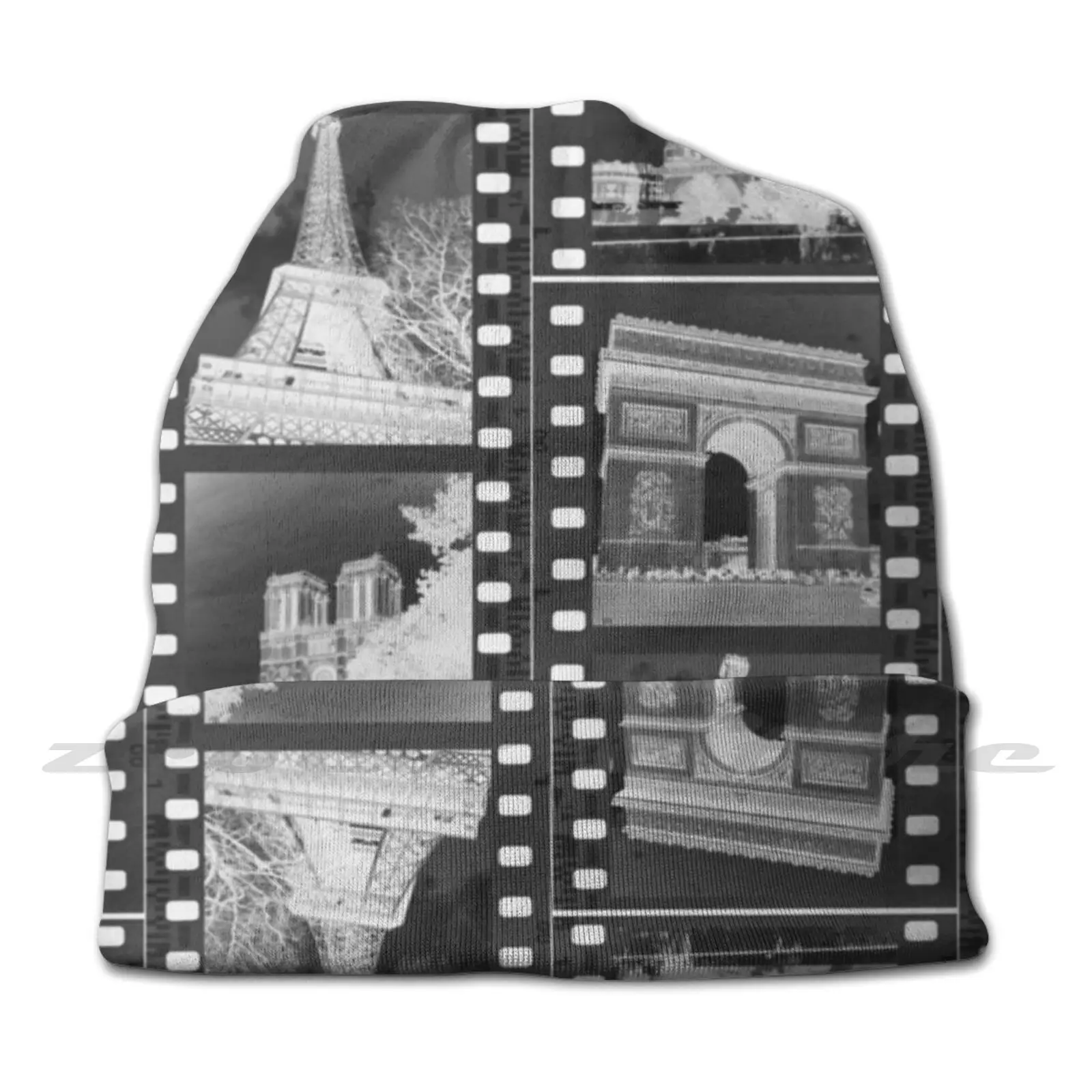 Negative Film ( Paris ) Knit Hat Elastic Soft Personalized Pattern Present Cap Paris Negatives Film Photographs Film Camera