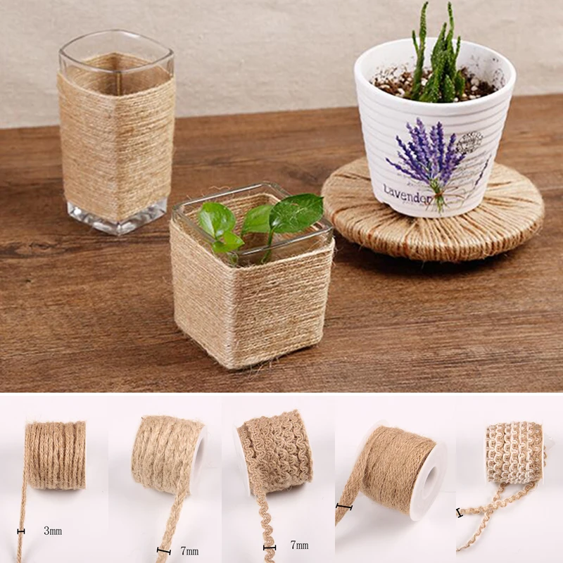 5m Handmade Linen Braided Rope Hemp Rope Rope Tying Hemp Rope Rope DIY Craft Decoration Wedding Party Decoration