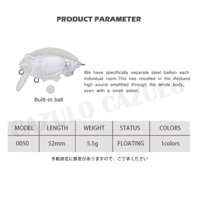 Аксессуары для зимней рыбалки, пустая Неокрашенная приманка, кренкбейт, приманка, искусственная 5,5 г 52 мм, плавающий ABS воблер «сделай сам» для ловли карпа