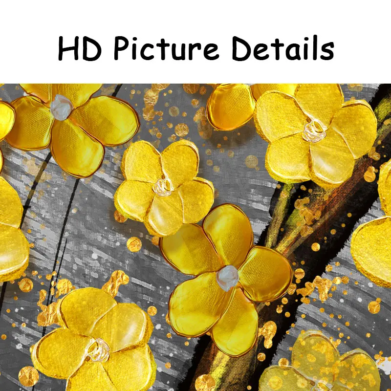 Abstract Money Tree Canvas Painting Golden Yellow Rich Tree Flower Plant Art Posters and Prints Wall Picture for Living Room