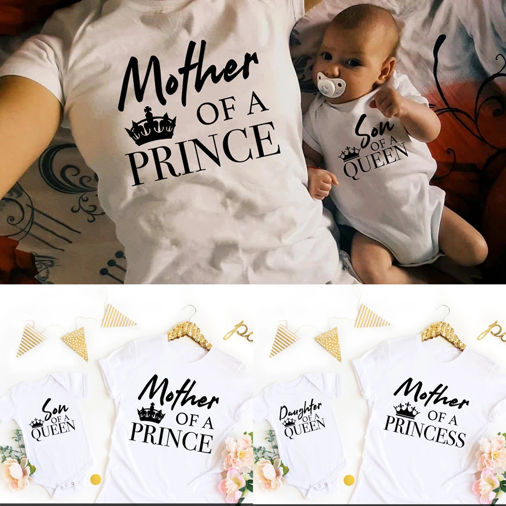 Mother of A Prince Son of A Queen Matching Outfit Mommy and Me Shirts Mother and Son Set Royal Family Mother's Day Gif Drop Ship