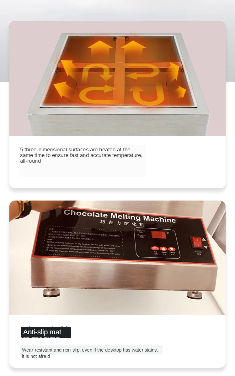 디지털 디스플레이 공기 가열 초콜릿 용해기, 4 그리드 초콜릿 워머 멜터, 치즈 및 따뜻한 우유 용해, 220V, 110V